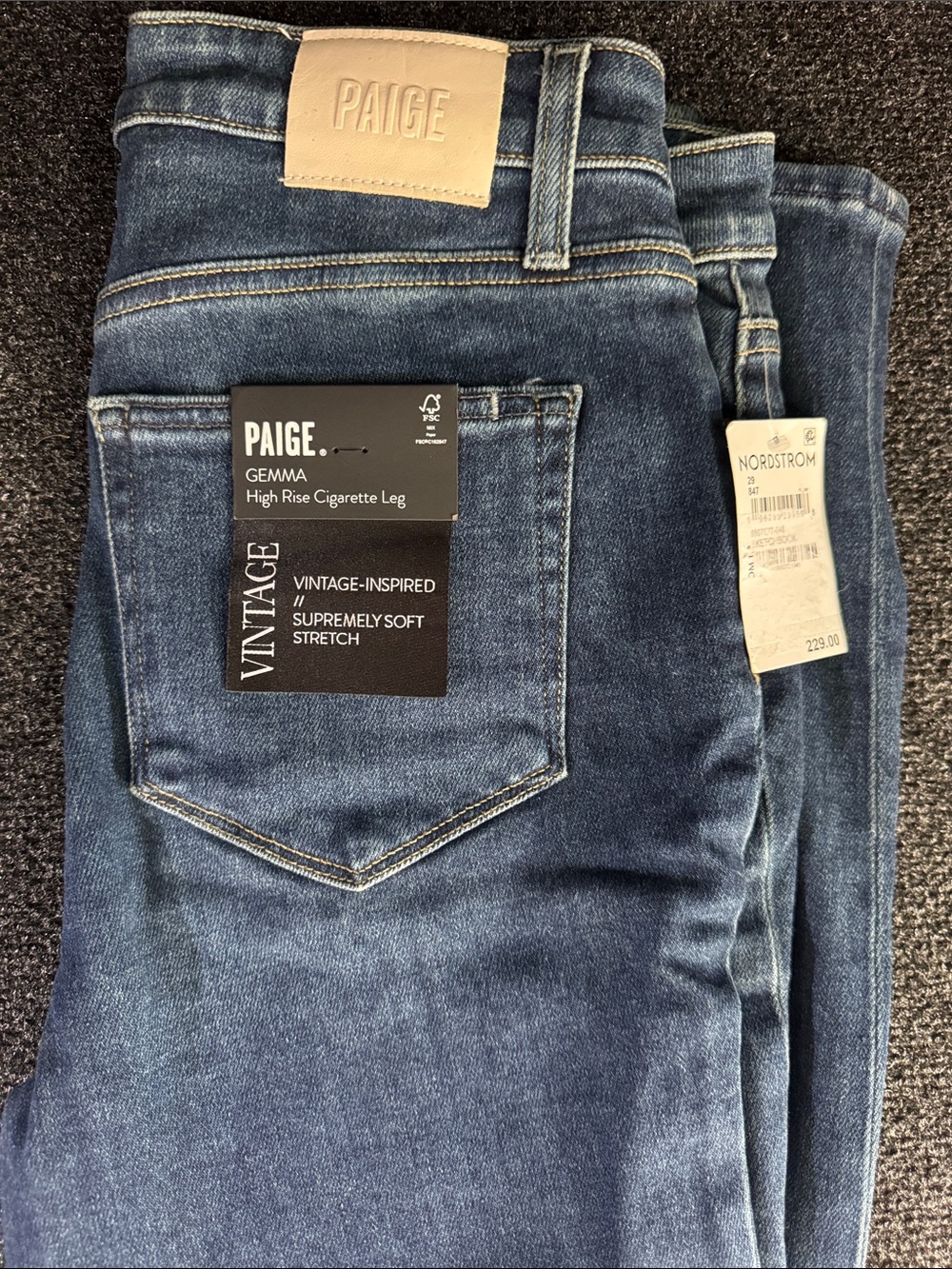 PAIGE Gemma High-Rise Cigarette Jeans - Dark Blue Wash